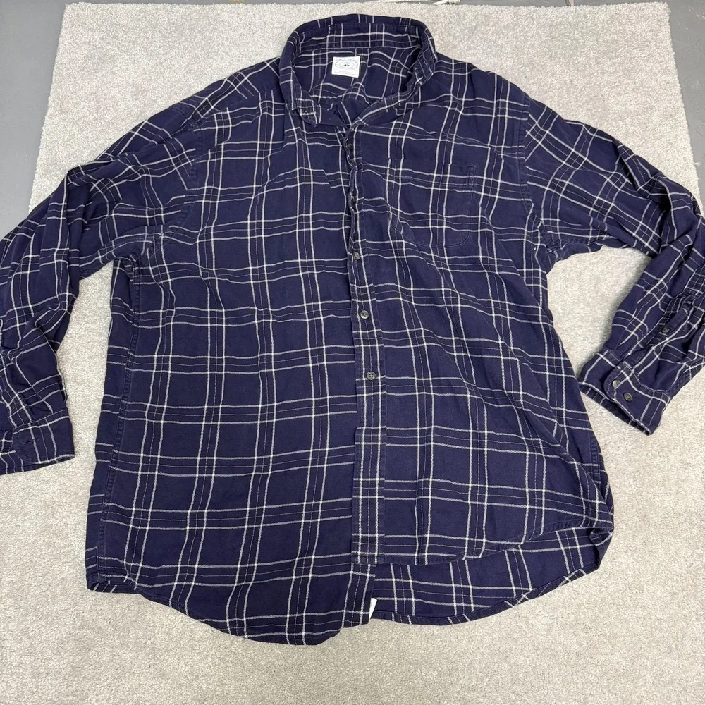Brooks Brothers Shirt Mens Large Blue Plaid Flannel Long Sleeve Button Down